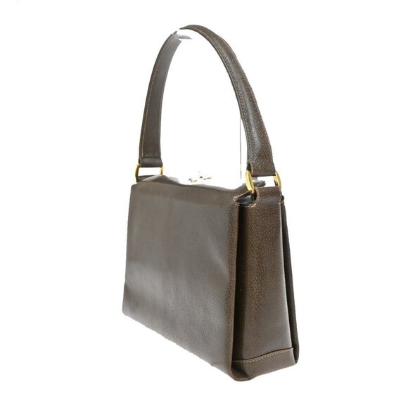 GUCCI One Handle Hand Bag Leather Brown Gold-plated Italy 68KA913 - Picture 4 of 16